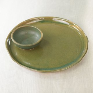 (SET) CERAMIC PLATE + CERAMIC SAMBAL BOWL
